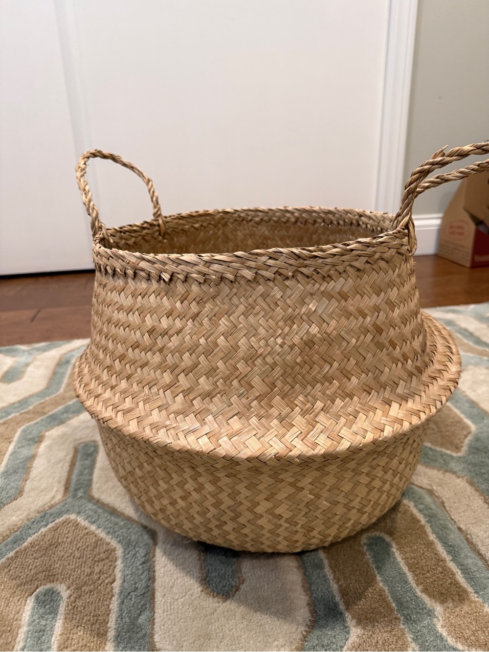 H&M Home Collapsable Natural Woven Seagrass Storage Basket with Handles - Tan